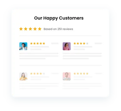 Infographic showing the interface of happy customers page