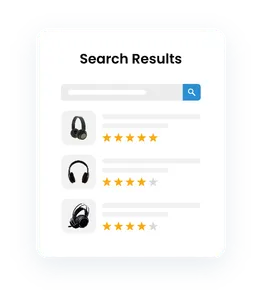 Search result showing products with ratings 