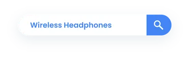 Infographic of a search bar searching for headphones