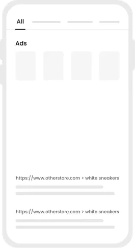 Mobile view of url appearing organic search results