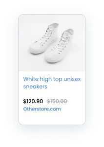 Shopping ad of sneakers with discounted price