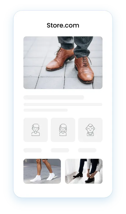 Shoes store interface on mobile