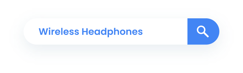 Infographic of a search bar searching for headphones