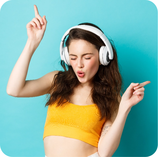 A model wearing headphone