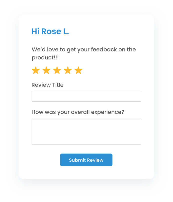 Review request email template with custom form 
