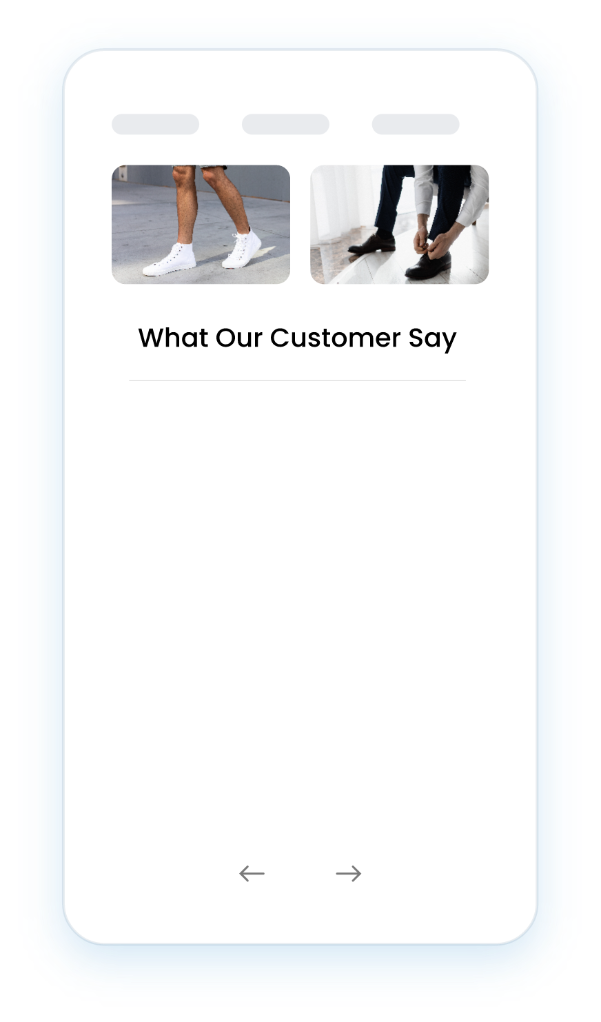 Mobile snap shot of a shoe store's product page