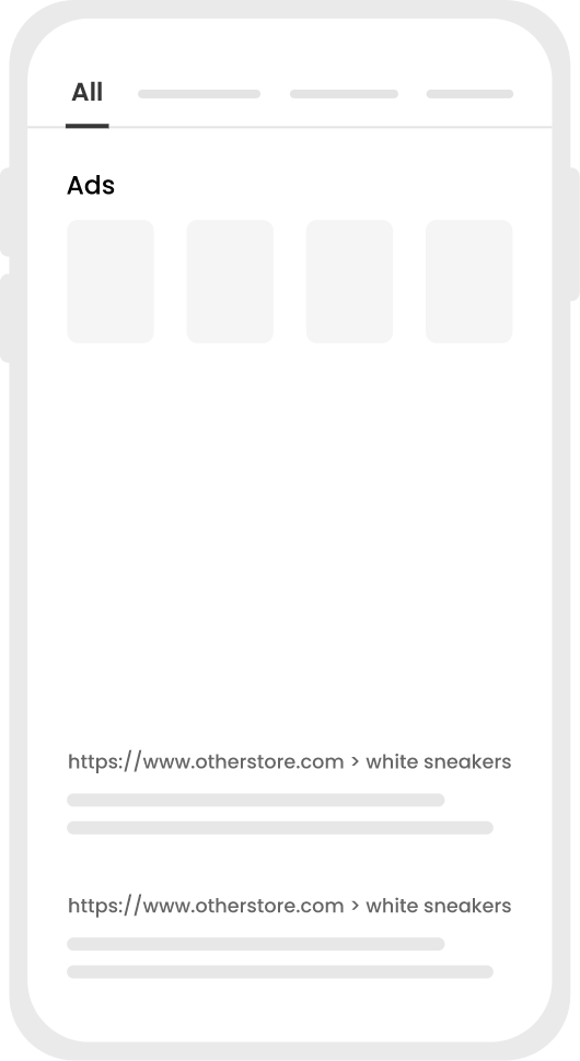 Mobile view of url appearing organic search results