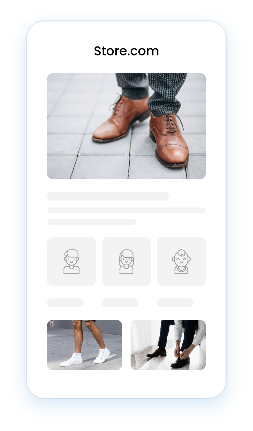 Shoes store interface on mobile